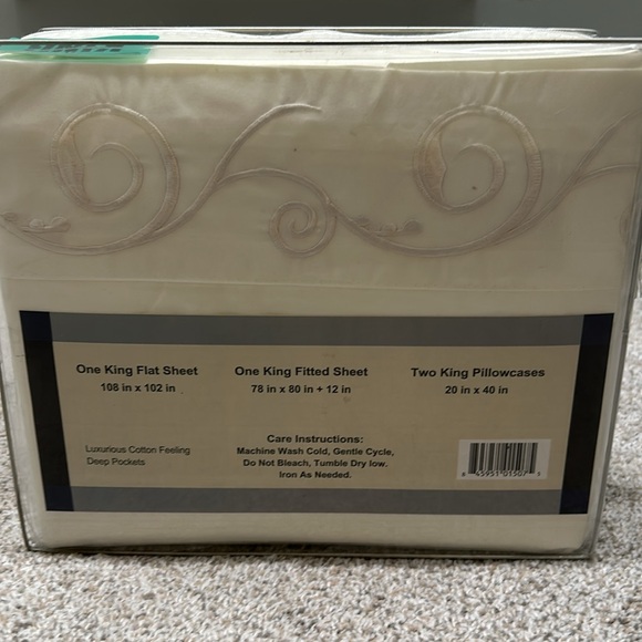 Murray Hill Embroidered Off White King Sheet Set - Picture 3 of 4